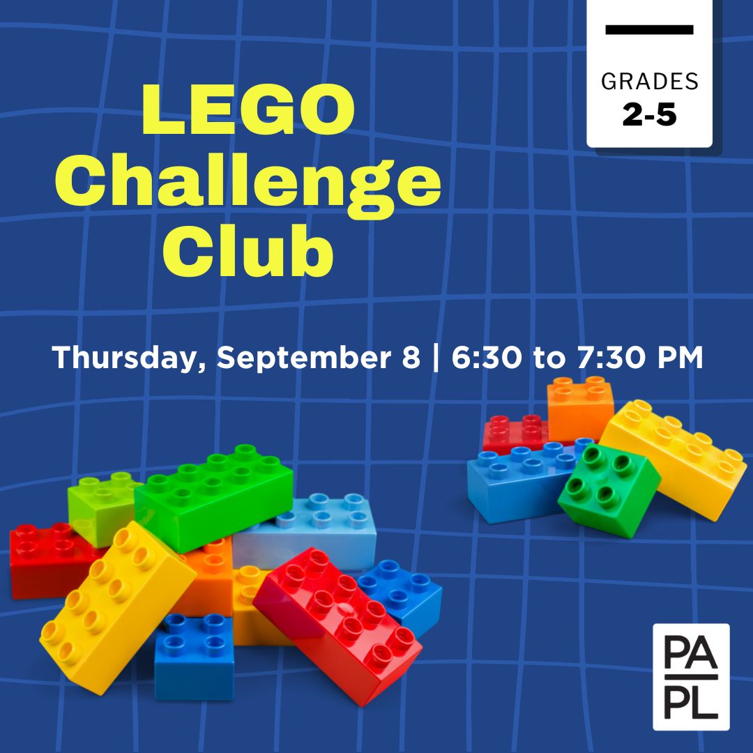 Lego Club Challenge Thursday September 8 6:30 to 7:30 PM