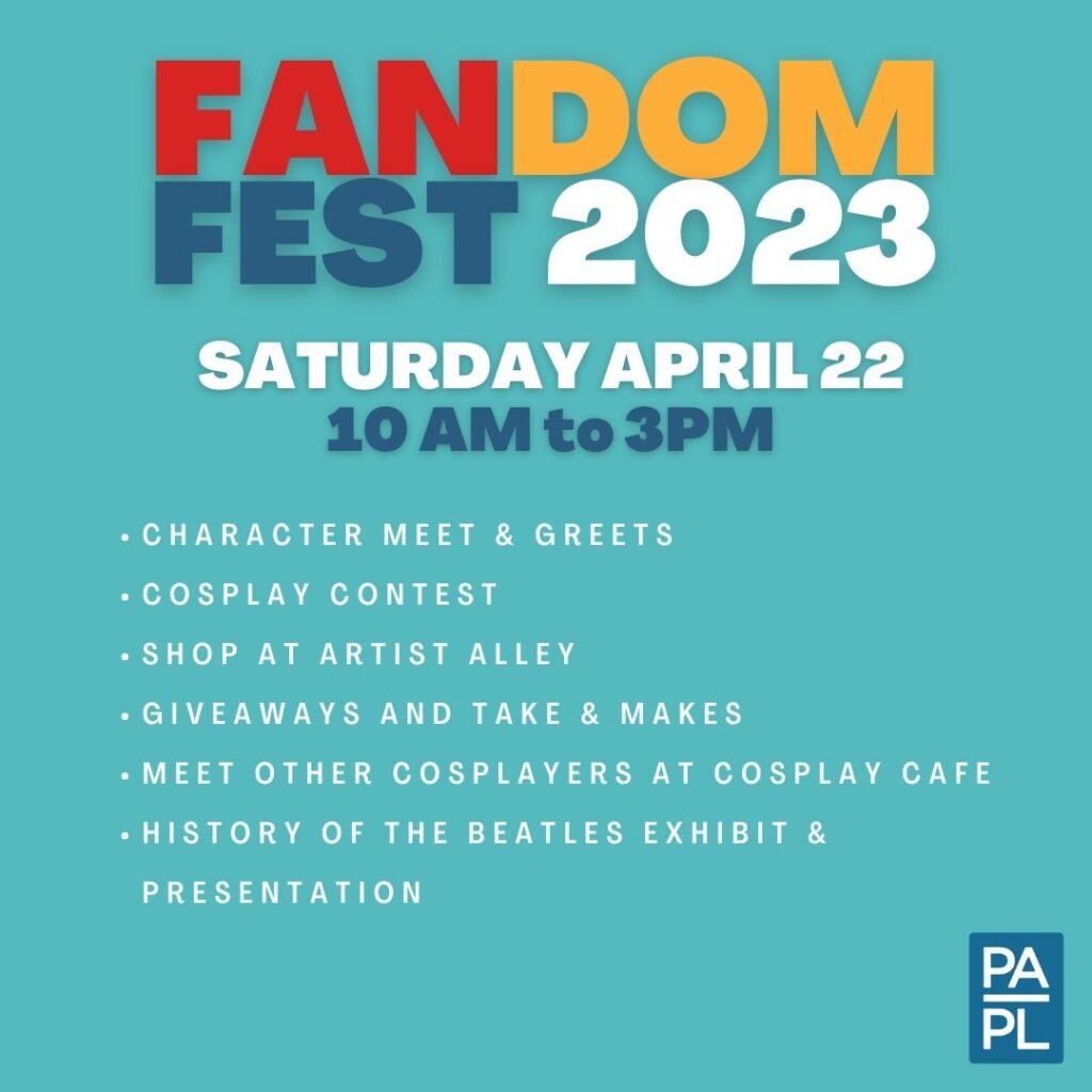 Fandom Fest Schedule Saturday April 22 10 AM to 3 PM