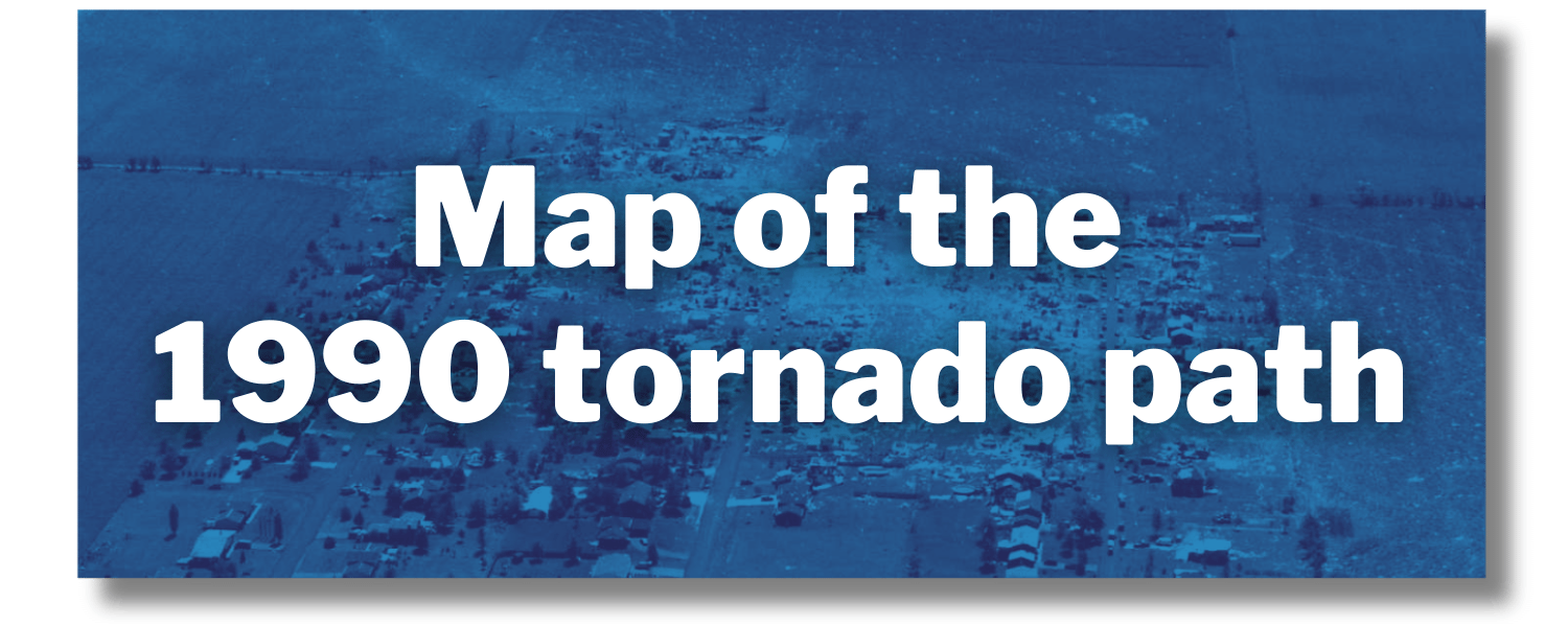 Map of the 1990 tornado path